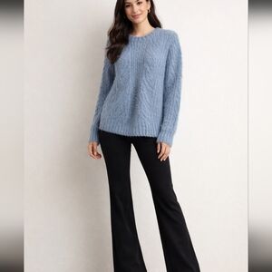 Cozy Blue Cable Knit Crew Neck Sweater